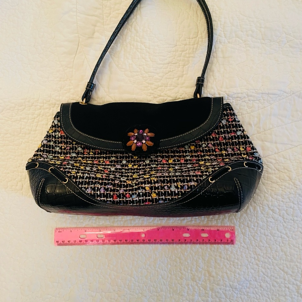 Liz Claiborne Black and Multicolor Tweed Shoulder Bag - Picture 2 of 8
